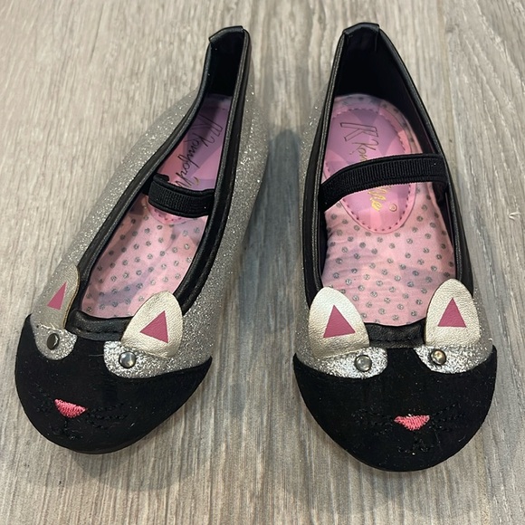 KomfortMe Black / Silver Flat Rabbit Ballerina Shoes Size 5 - Picture 1 of 9